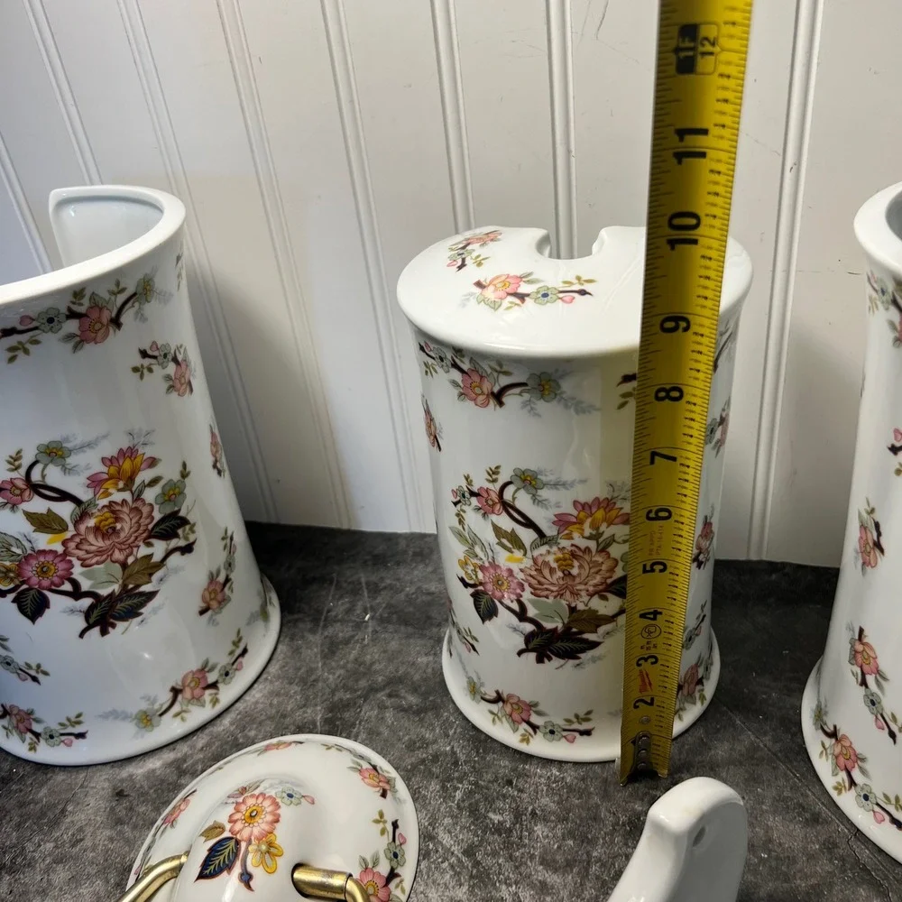 Vintage Porcelain Transferware Floral Bathroom Set | *SEE NOTE | Cottage